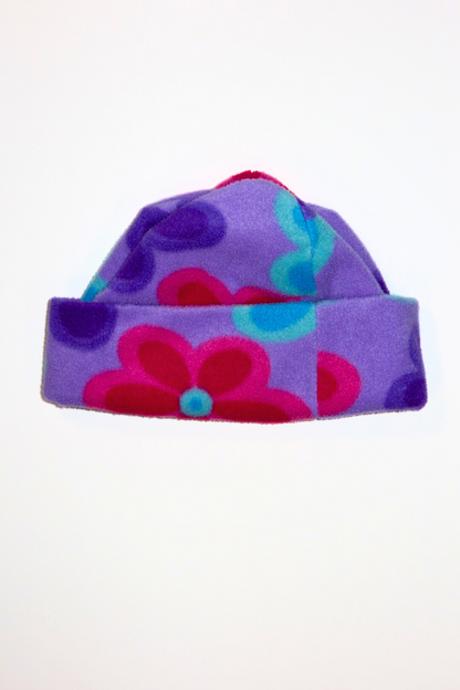 Tuque fleurie (mauve)