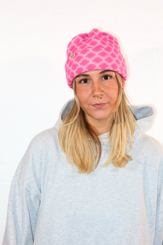 Tuque quadrillée rose