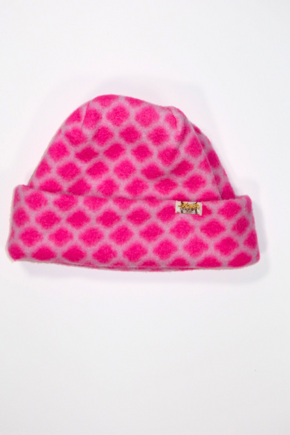 Tuque quadrillée rose